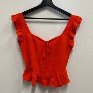 GILLI Front Tie Ruffle Sleeve Blouse